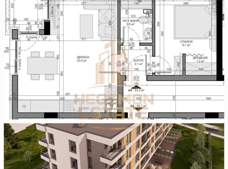 Двустаен апартамент в Варна, Владислав Варненчик - 63 кв.м за 1358 €/кв.м - Снимка #1