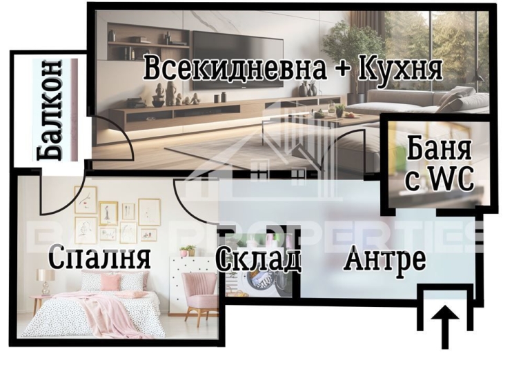 Двустаен апартамент в София, Център - 55 кв.м за 1484 €/кв.м - Снимка #1