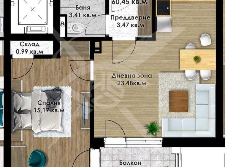 Двустаен апартамент в Пловдив, Остромила - 75 кв.м за 952 €/кв.м - Снимка #1