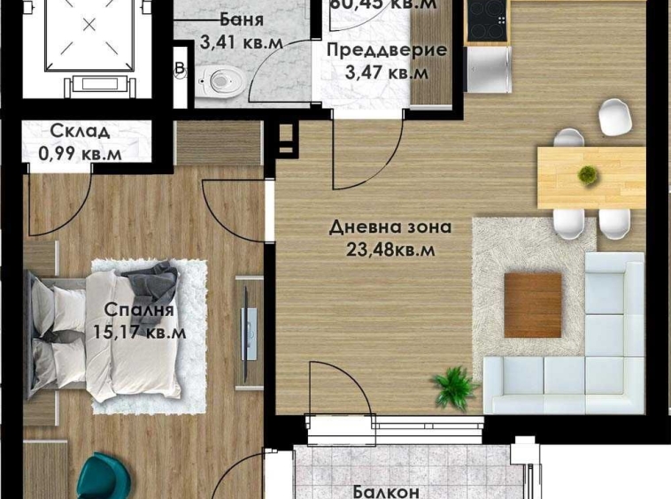 Двустаен апартамент в Пловдив, Остромила - 73 кв.м за 946 €/кв.м - Снимка #1