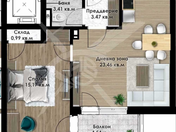 Двустаен апартамент в Пловдив, Остромила - 74 кв.м за 951 €/кв.м - Снимка #1