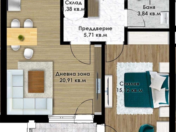 Двустаен апартамент в Пловдив, Остромила - 71 кв.м за 944 €/кв.м - Снимка #1