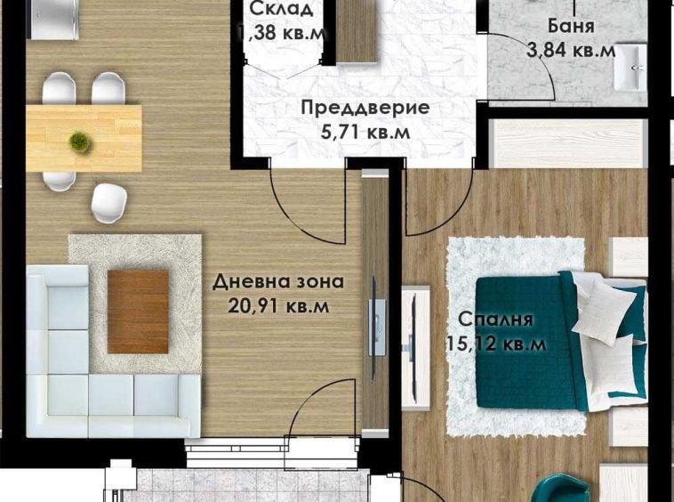 Двустаен апартамент в Пловдив, Остромила - 71 кв.м за 944 €/кв.м - Снимка #1