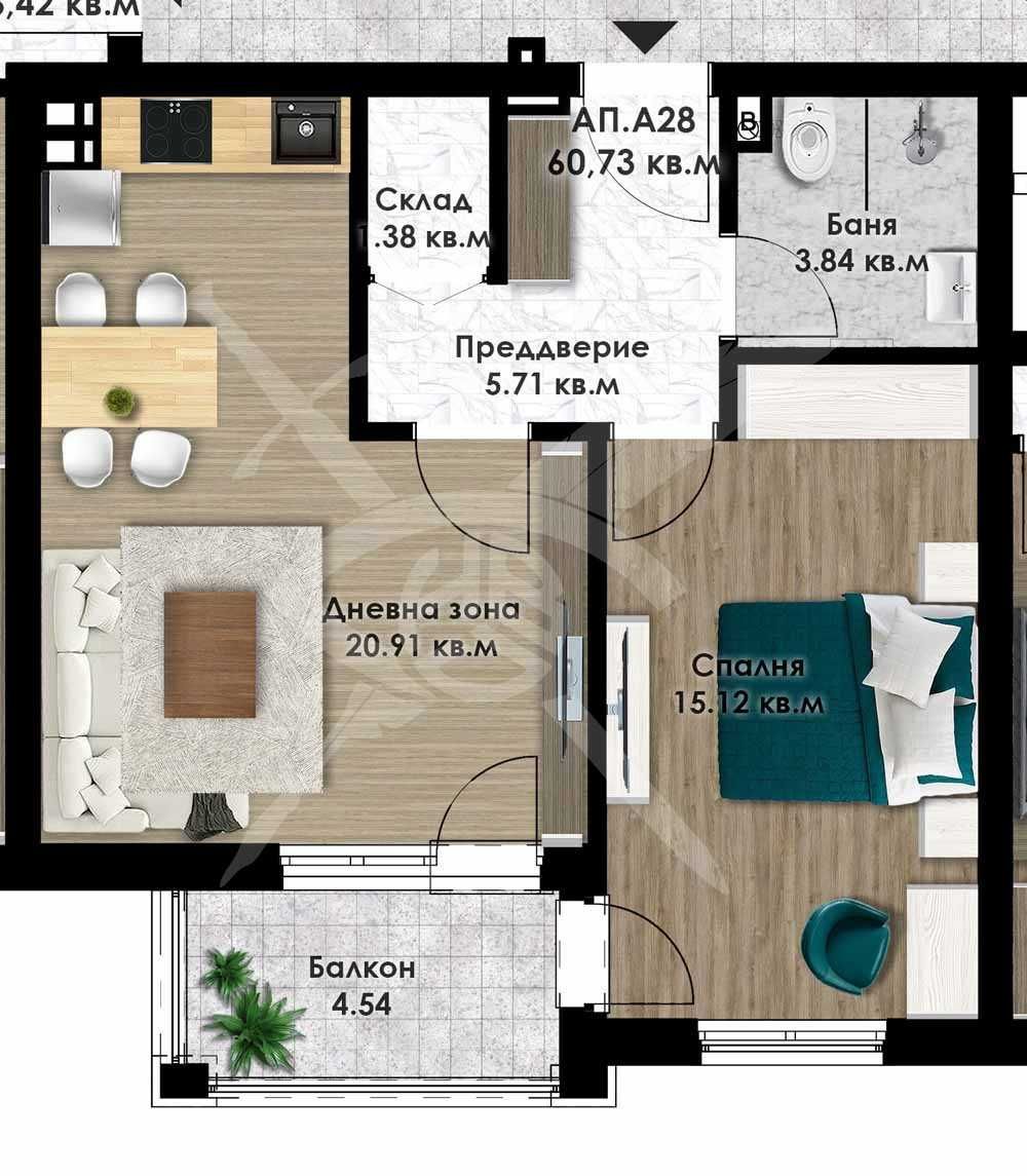 Двустаен апартамент в Пловдив, Остромила - 71 кв.м за 960 €/кв.м - Снимка #1