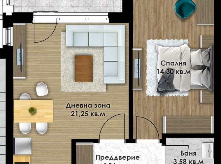Двустаен апартамент в Пловдив, Остромила - 71 кв.м за 944 €/кв.м - Снимка #1