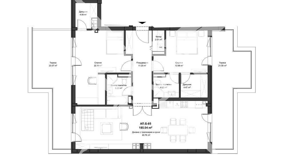 Тристаен апартамент в Пловдив, Кючук Париж - 217 кв.м за 892 €/кв.м - Снимка #1
