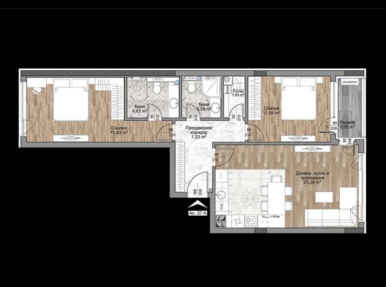 Тристаен апартамент в София, Младост 4 - 100 кв.м за 1139 €/кв.м - Снимка #1