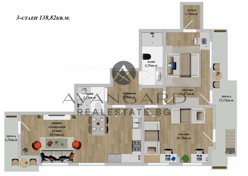 Тристаен апартамент в Пловдив, Кючук Париж - 139 кв.м за 1321 €/кв.м - Снимка #1