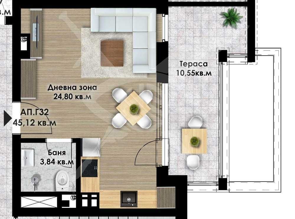 Дава се под наем Едностаен апартамент в Пловдив, Остромила - 52 кв.м за 49159.41 € - Снимка #1
