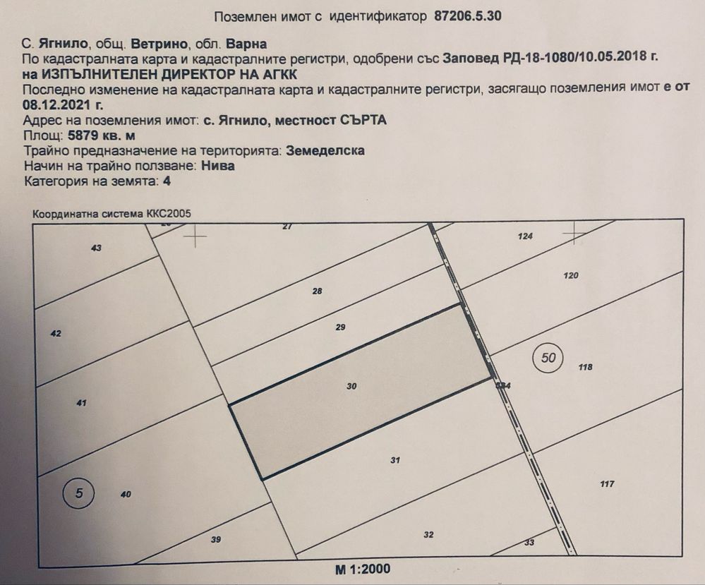 Земеделски имот в Варна, Център -  кв.м за 247 €/дка - Снимка #1