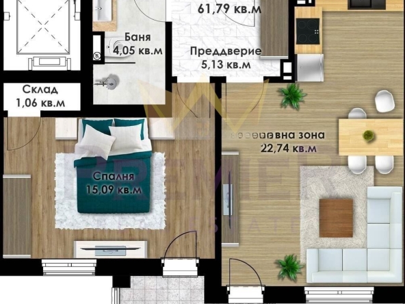 Двустаен апартамент в Пловдив, Коматево - 71 кв.м за 661 €/кв.м - Снимка #1