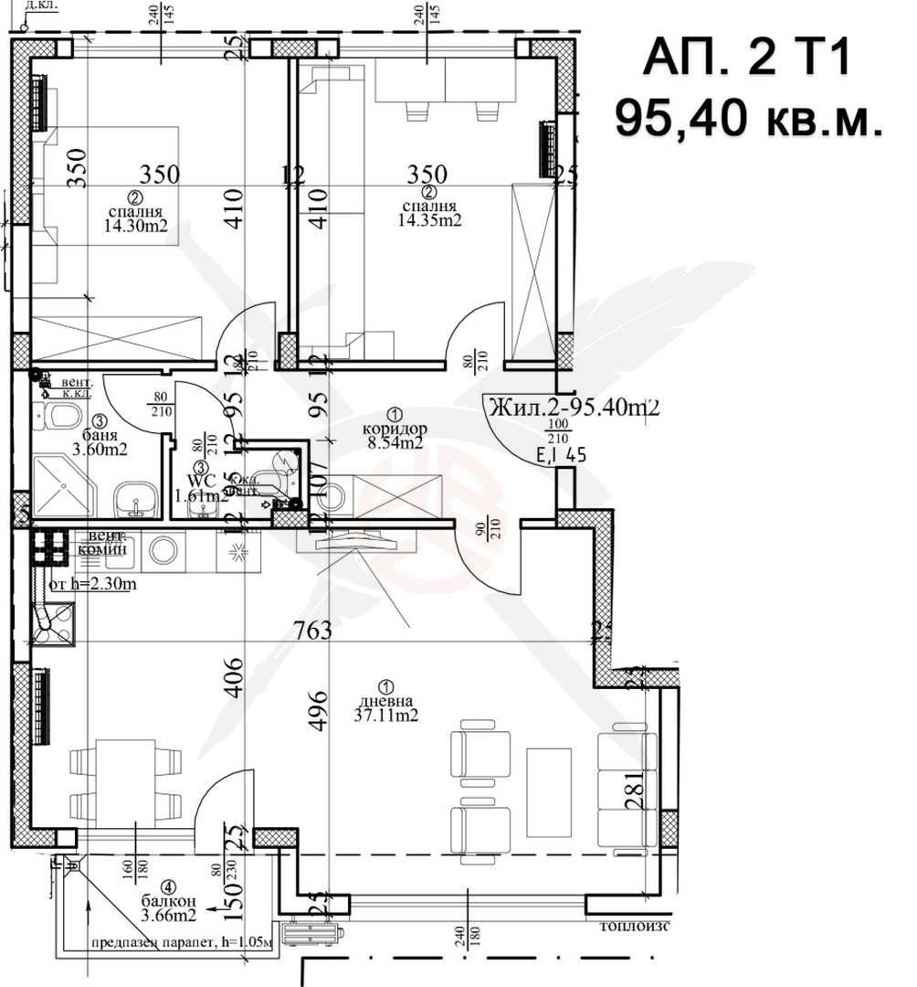 Тристаен апартамент в Варна, Гръцка махала - 147 кв.м за 1499 €/кв.м - Снимка #1