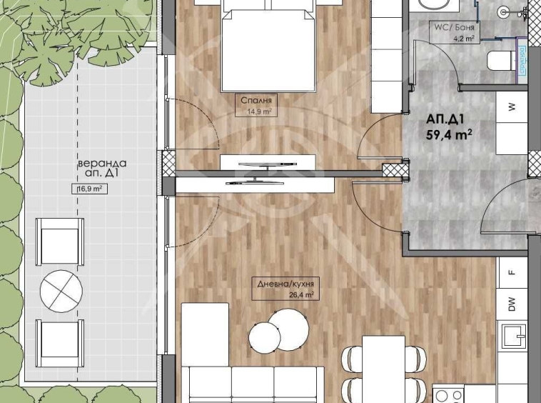 Двустаен апартамент в Пловдив, Кършияка - 88 кв.м за 990 €/кв.м - Снимка #1