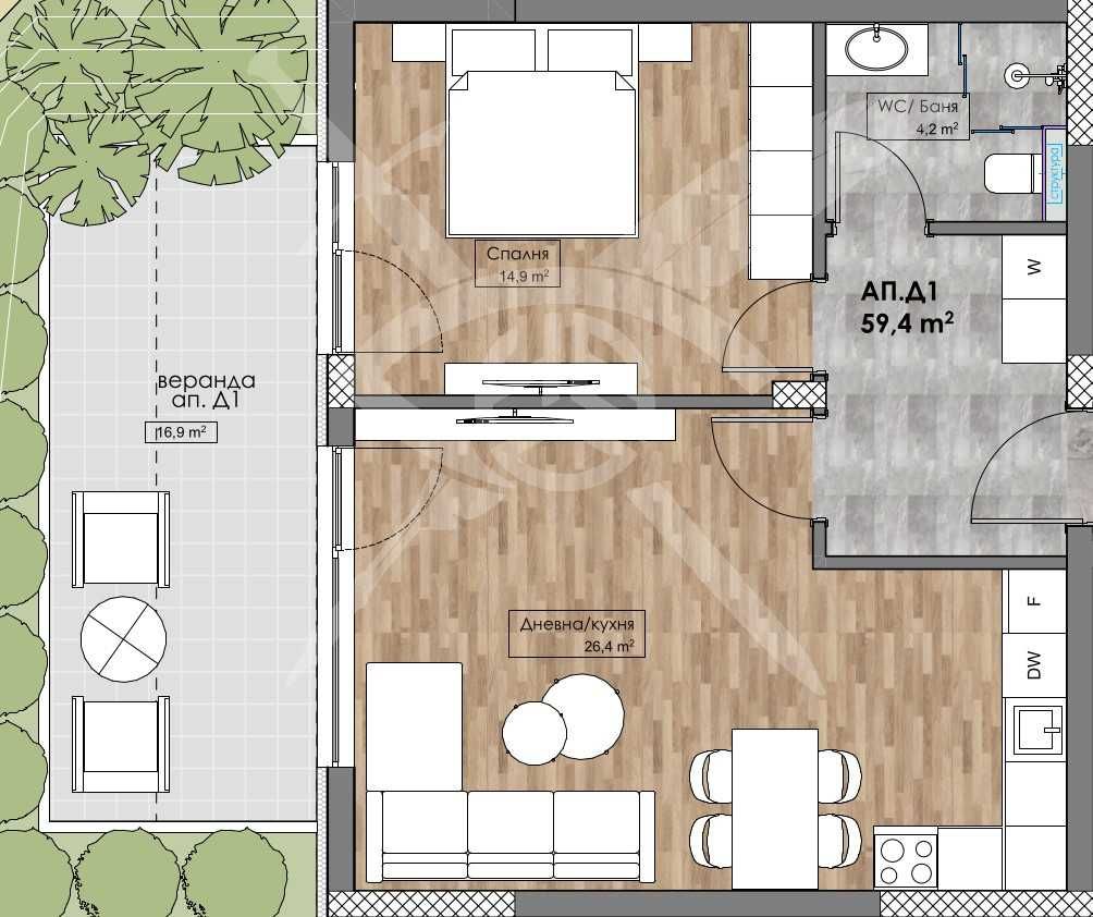 Двустаен апартамент в Пловдив, Кършияка - 88 кв.м за 990 €/кв.м - Снимка #1