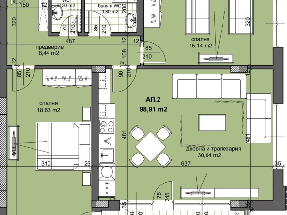 Тристаен апартамент в Пловдив, Тракия - 120 кв.м за 1035 €/кв.м - Снимка #1