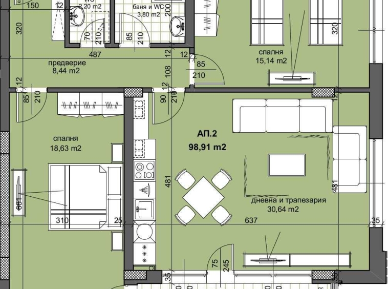 Тристаен апартамент в Пловдив, Тракия - 120 кв.м за 1035 €/кв.м - Снимка #1