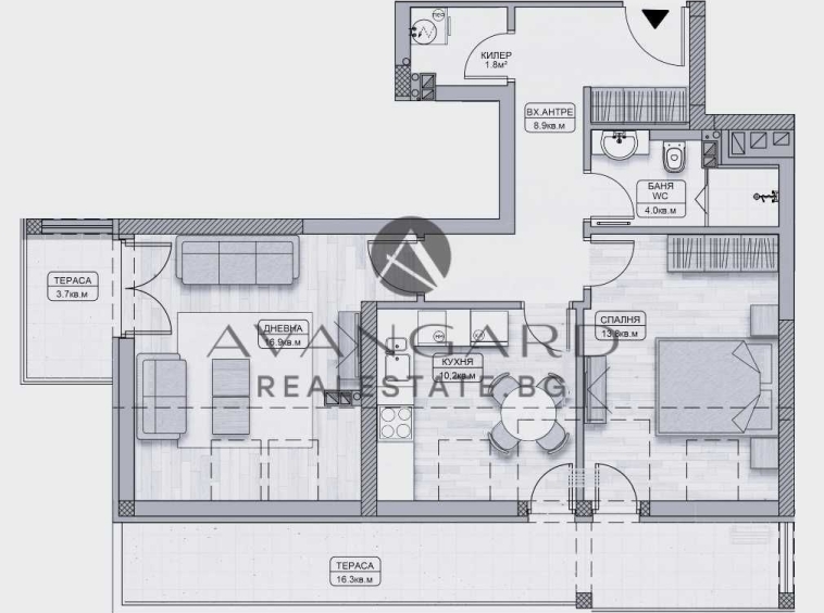 Двустаен апартамент в Пловдив, Кършияка - 102 кв.м за 1346 €/кв.м - Снимка #1