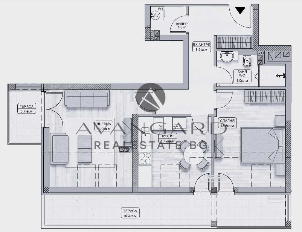 Двустаен апартамент в Пловдив, Кършияка - 102 кв.м за 1346 €/кв.м - Снимка #1