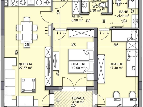 Тристаен апартамент в Пловдив, Гагарин - 103 кв.м за 748 €/кв.м - Снимка #1