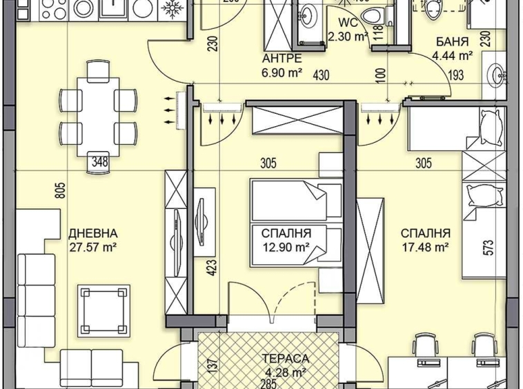 Тристаен апартамент в Пловдив, Гагарин - 103 кв.м за 748 €/кв.м - Снимка #1