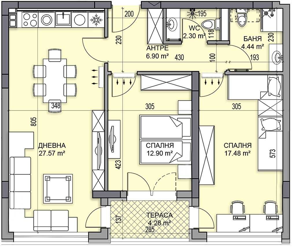 Тристаен апартамент в Пловдив, Гагарин - 103 кв.м за 748 €/кв.м - Снимка #1