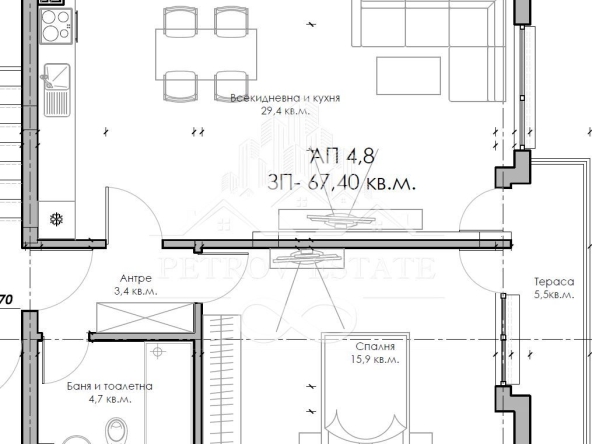 Двустаен апартамент в Велинград - 74 кв.м за 1100 €/кв.м - Снимка #1