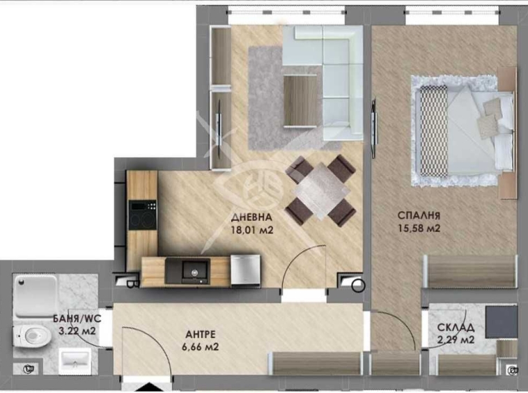 Двустаен апартамент в Пловдив, Христо Смирненски - 63 кв.м за 981 €/кв.м - Снимка #1