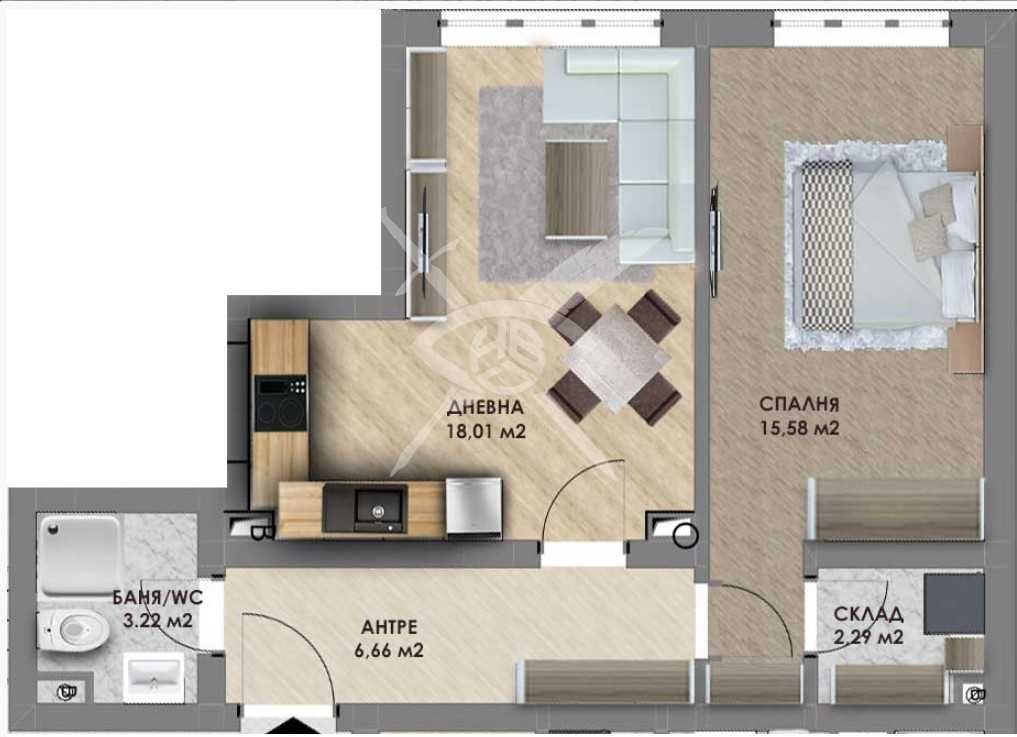 Двустаен апартамент в Пловдив, Христо Смирненски - 63 кв.м за 981 €/кв.м - Снимка #1