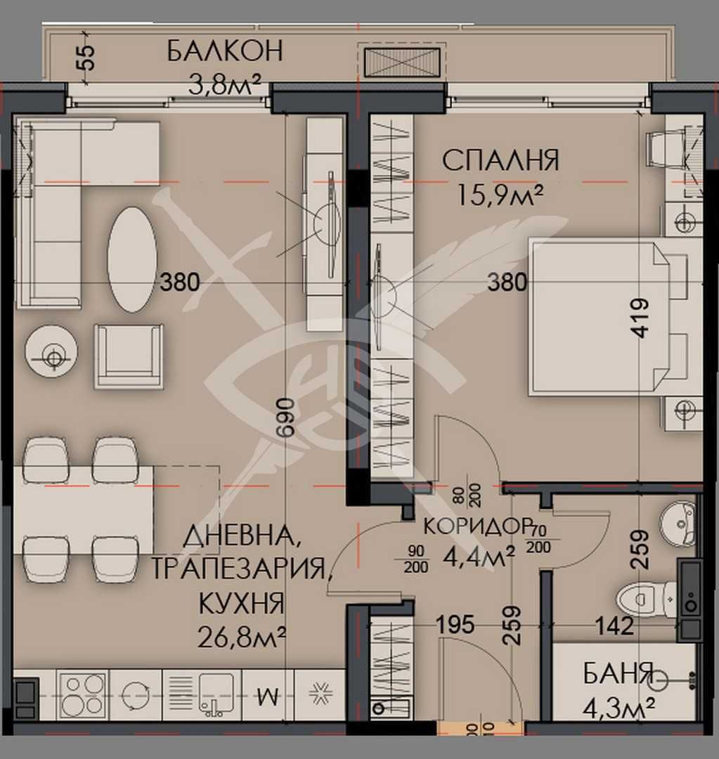 Двустаен апартамент в Варна, Виница - 74 кв.м за 1149 €/кв.м - Снимка #1