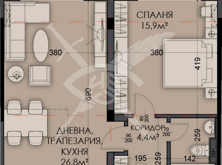 Двустаен апартамент в Варна, Виница - 74 кв.м за 1149 €/кв.м - Снимка #1