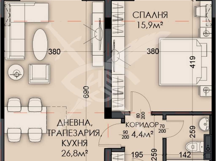 Двустаен апартамент в Варна, Виница - 74 кв.м за 1146 €/кв.м - Снимка #1