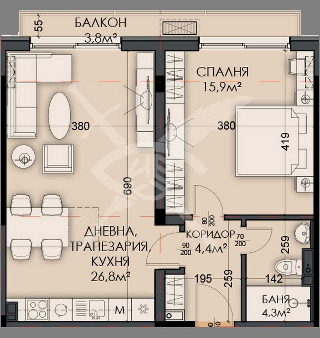 Двустаен апартамент в Варна, Виница - 74 кв.м за 1146 €/кв.м - Снимка #1