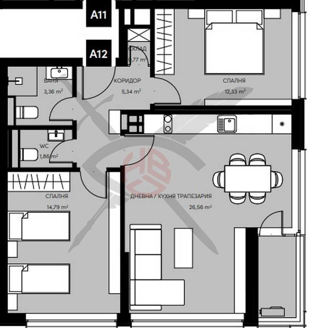 Тристаен апартамент в София, Кръстова вада - 103 кв.м за 2554 €/кв.м - Снимка #1