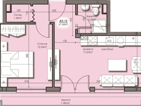 Двустаен апартамент в Бургас, Сарафово - 61 кв.м за 1461 €/кв.м - Снимка #1