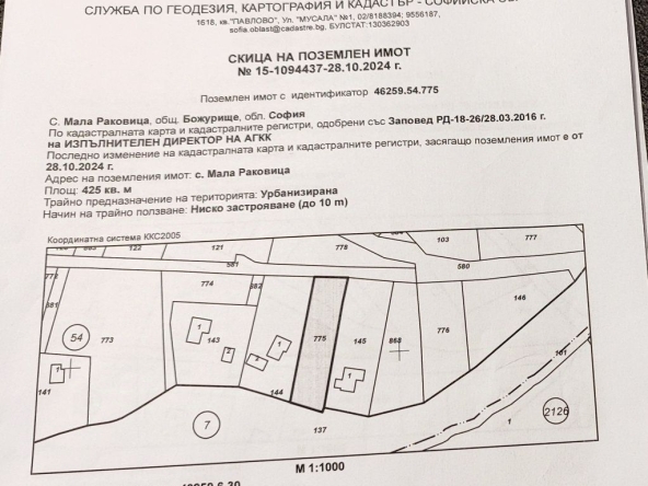 Парцел в с. Мала Раковица, Област София-област - 425 кв.м за 50 €/кв.м - Снимка #1
