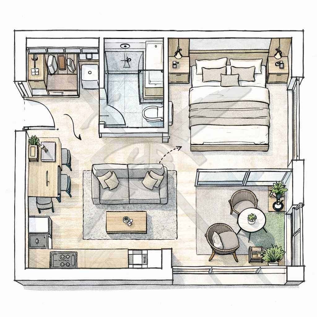 Едностаен апартамент в Пловдив, Тракия - 38 кв.м за 906 €/кв.м - Снимка #1