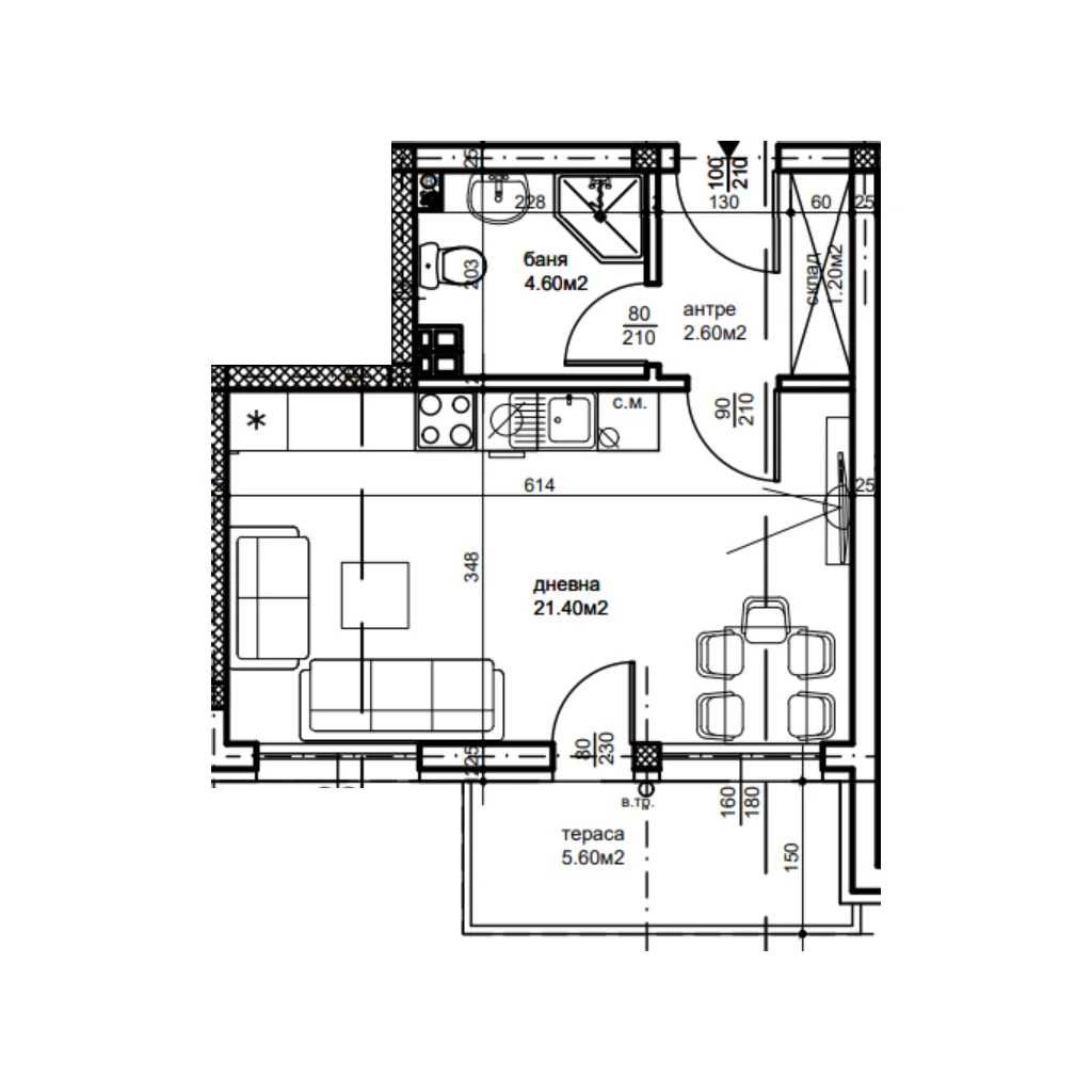 Двустаен апартамент в Пловдив, Беломорски - 47 кв.м за 1105 €/кв.м - Снимка #1