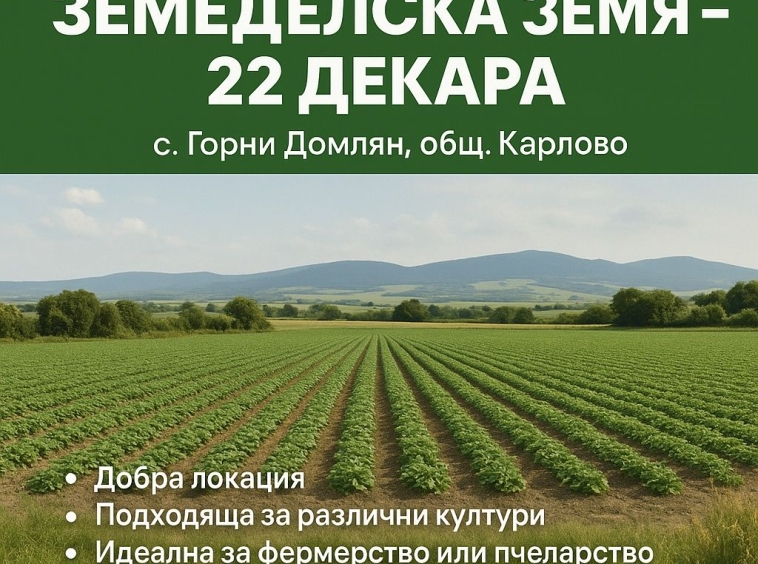 Земеделски имот в Карлово -  кв.м за 772 €/дка - Снимка #1