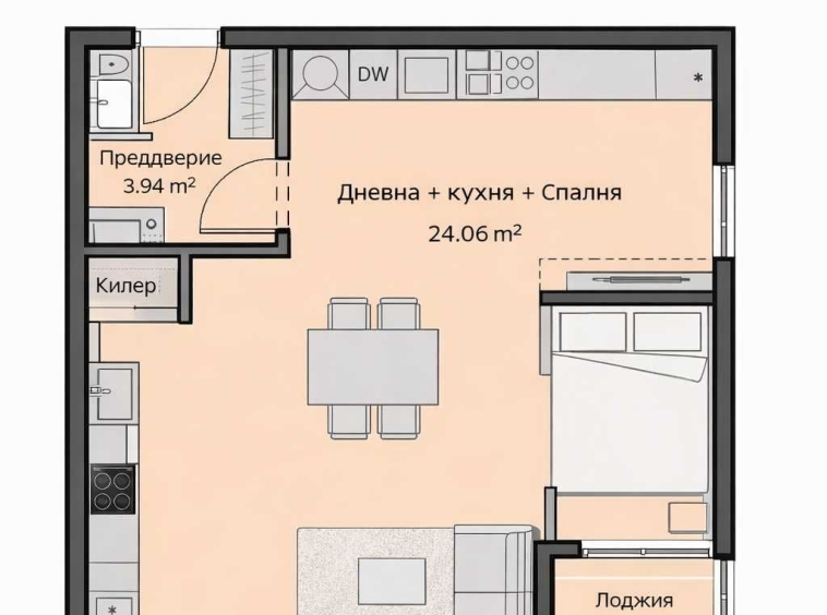 Едностаен апартамент в Пловдив, Остромила - 38 кв.м за 631 €/кв.м - Снимка #1