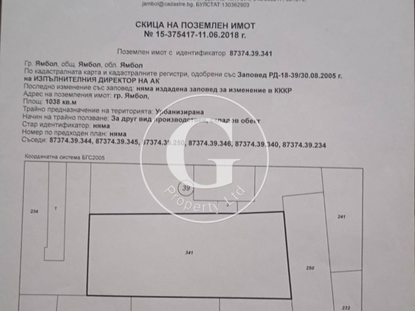 Парцел в Ямбол, Каргон - 1038 кв.м за 30 €/кв.м - Снимка #1