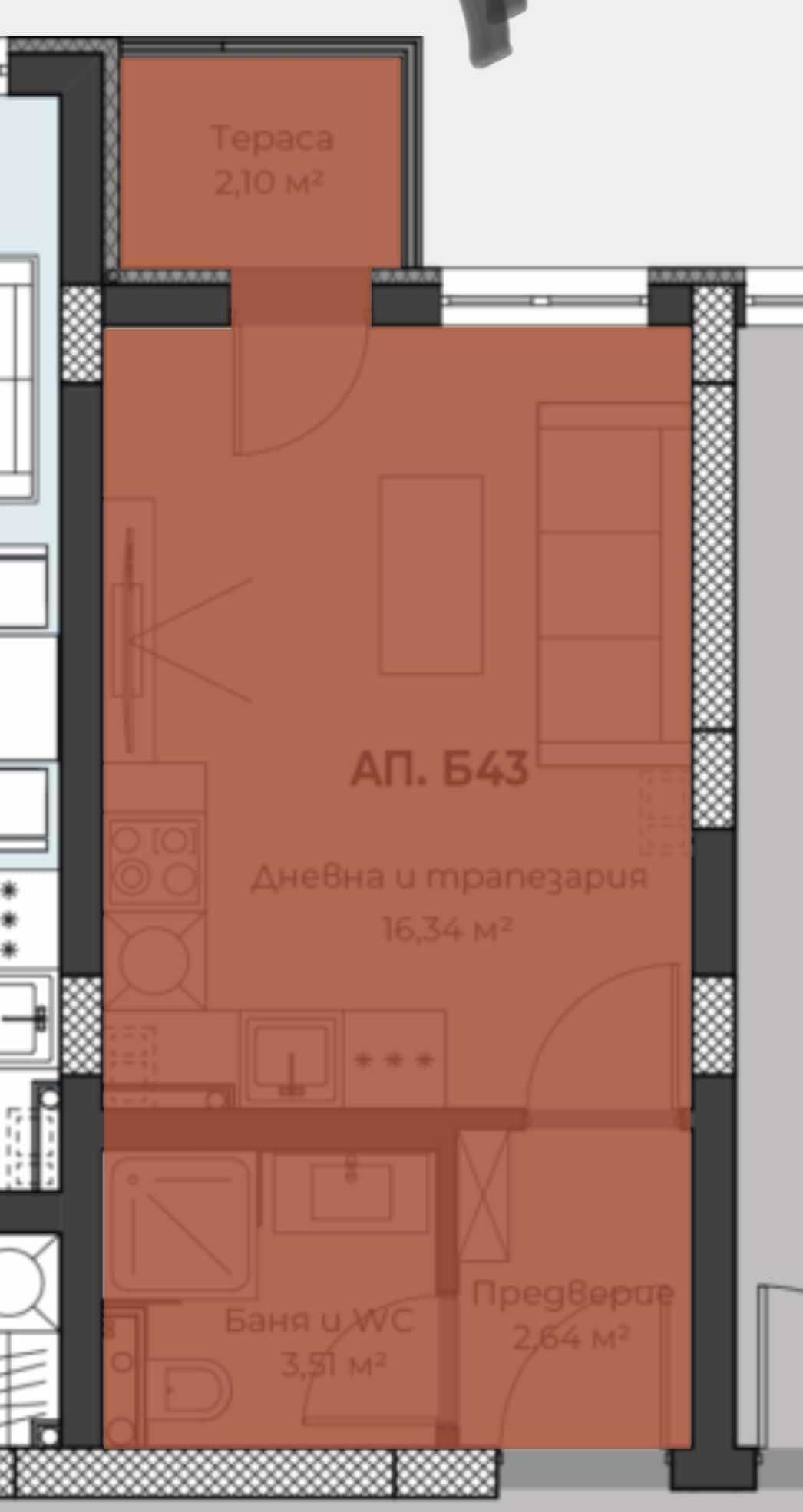 Едностаен апартамент в Пловдив, Христо Смирненски - 35 кв.м за 1629 €/кв.м - Снимка #1