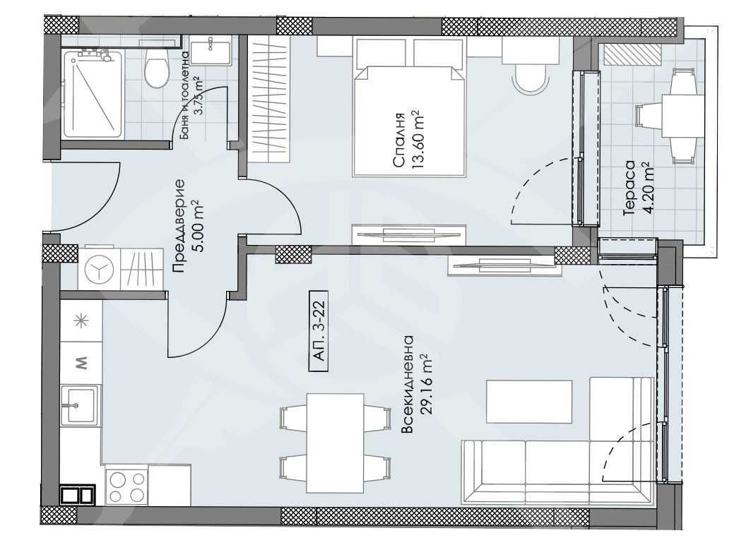 Двустаен апартамент в Пловдив, Остромила - 73 кв.м за 589 €/кв.м - Снимка #1