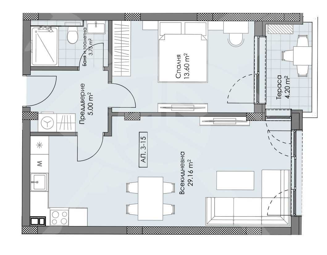 Двустаен апартамент в Пловдив, Остромила - 73 кв.м за 1155 €/кв.м - Снимка #1