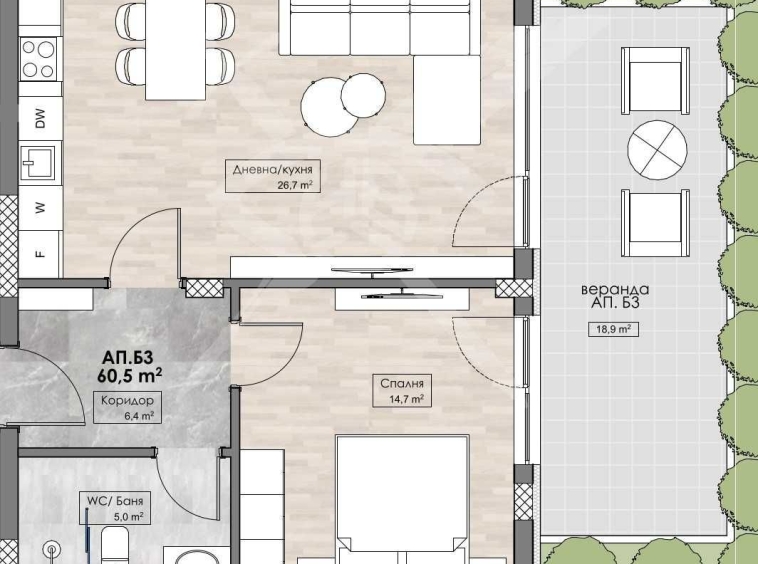 Двустаен апартамент в Пловдив, Кършияка - 68 кв.м за 1253 €/кв.м - Снимка #1