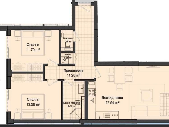 Тристаен апартамент в Пловдив, Гагарин - 112 кв.м за 536 €/кв.м - Снимка #1