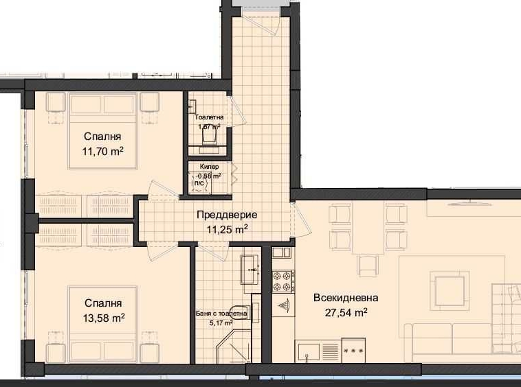 Тристаен апартамент в Пловдив, Гагарин - 112 кв.м за 485 €/кв.м - Снимка #1