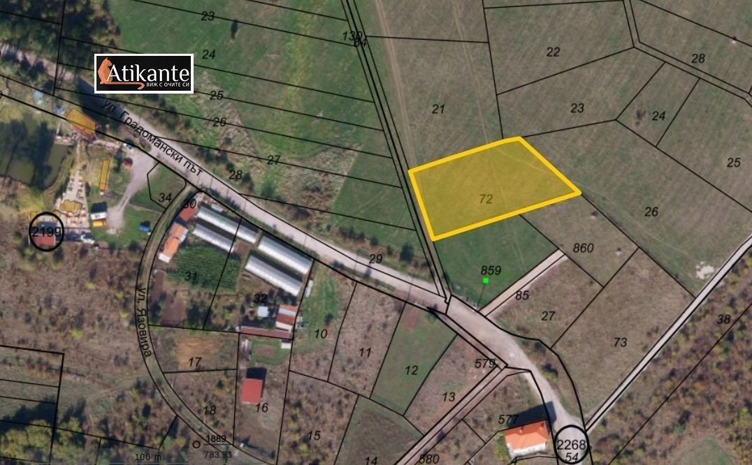 Парцел в Банкя - 1699 кв.м за 68 €/кв.м - Снимка #1