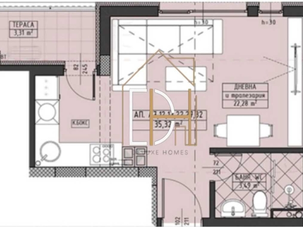 Едностаен апартамент в Пловдив, Христо Смирненски - 44 кв.м за 1682 €/кв.м - Снимка #1