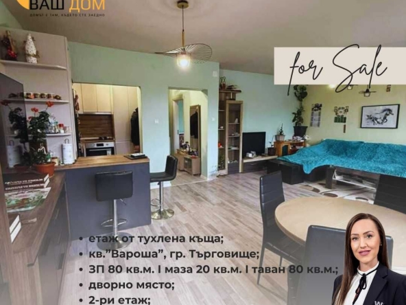 Етаж от къща в Търговище, Център - 80 кв.м за 893 €/кв.м - Снимка #1
