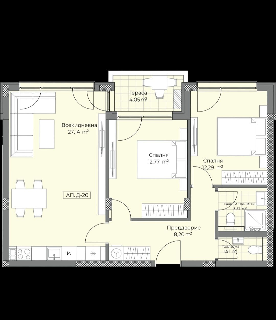 Тристаен апартамент в Пловдив, Прослав - 95 кв.м за 1190 €/кв.м - Снимка #1